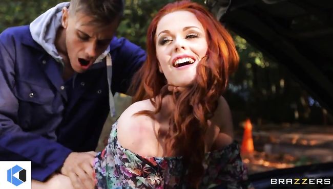 Anal-loving redhead gets her butthole stretched by thick cock in public