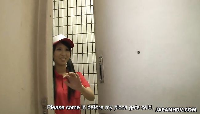 Lovely pizza delivery girl is a real slut