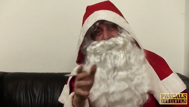 UK subslut hammered and fed with jizz by Maledom Santa